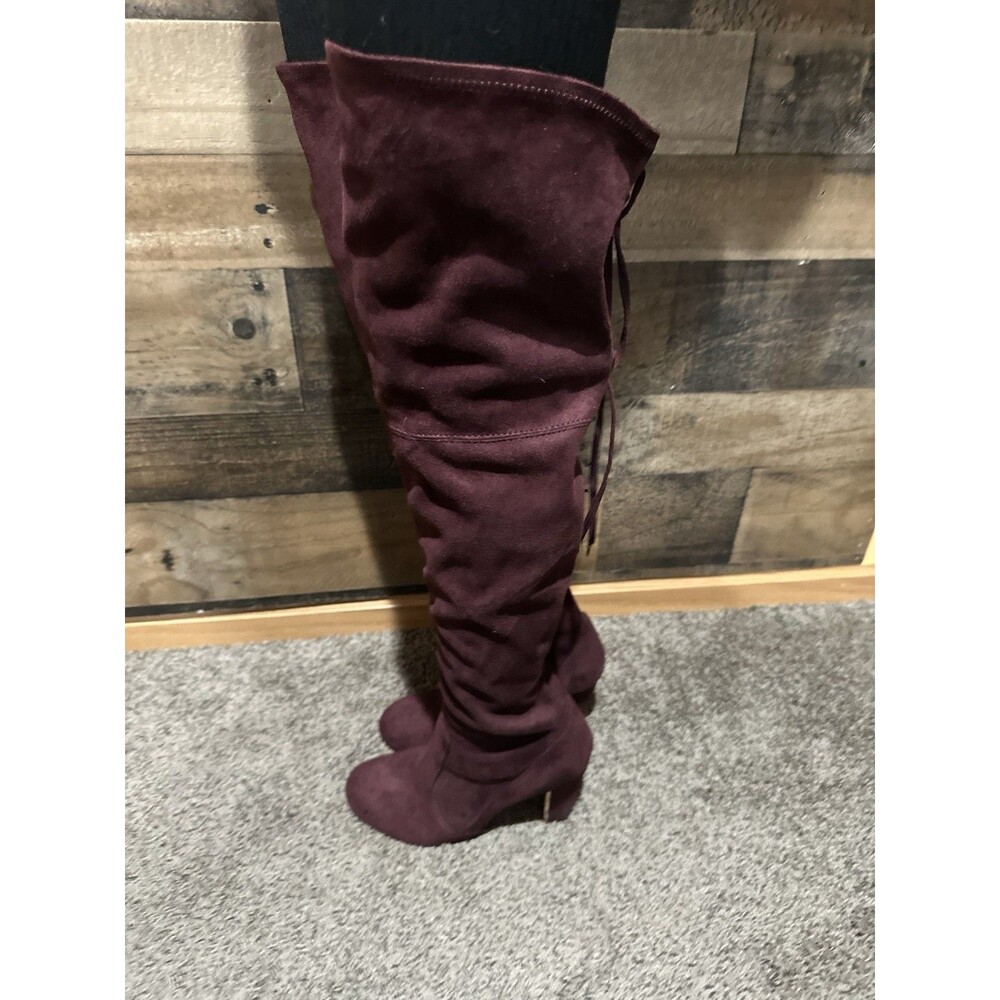 betseyville knee high boots womens purple 8.5 4inch heel
